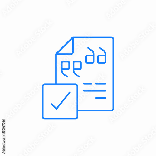 quote citation check icon sign vector