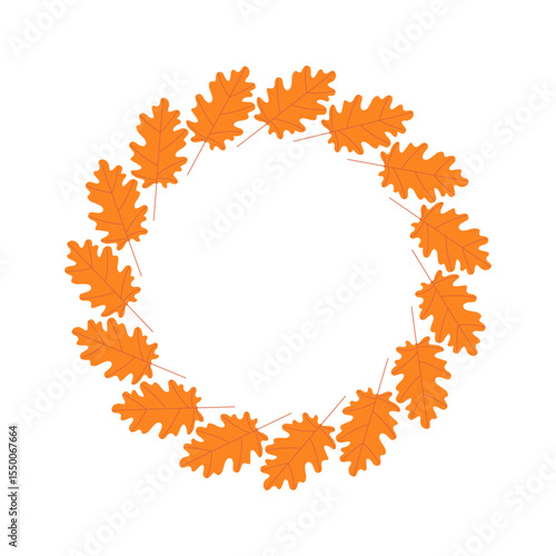 Autumn wreath of oak leaves. Vector illustration.