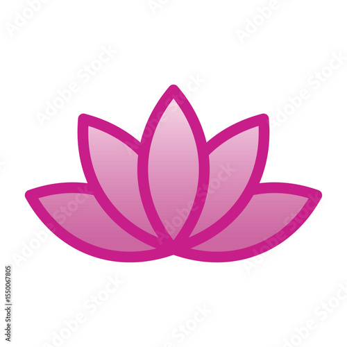 Pink Lotus flower icon. Logo Symbol for eco, beauty, zen, spa, yoga, massage, medical companies. Blooming purple - pink lotus flower icon isolated on white background, vector illustration EPS 10.