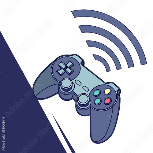 Wireless Game Controller: A sleek, modern wireless game controller, ready for action with its vibrant buttons and clear signal, sits against a stylish dark blue gradient background.
