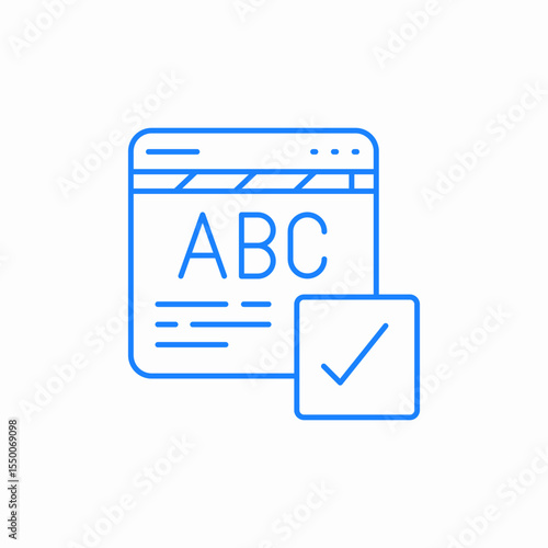 subtitles check icon sign vector