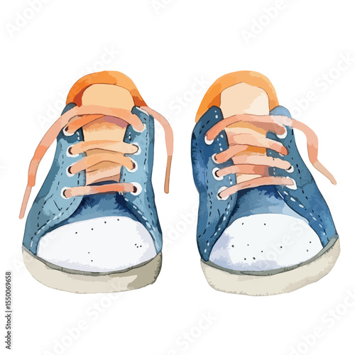 watercolor illustration of Sneakers clipart isolated