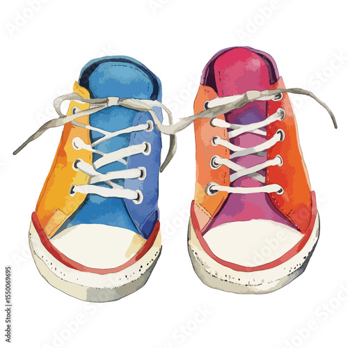 watercolor illustration of Sneakers clipart isolated
