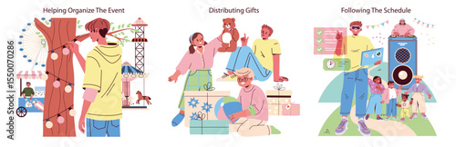 Event Organisation, Gift Distribution, and Schedule Coordination