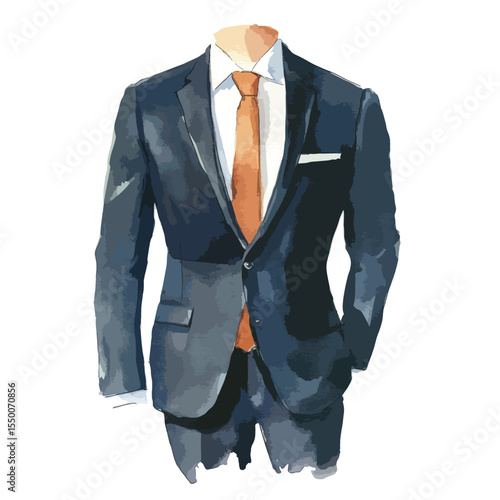 watercolor illustration of Suit isolated
