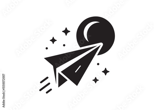 Paper Airplane Silhouette black vector Illustration