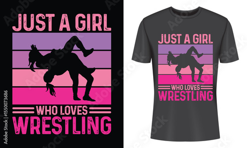 Just a Girl Who Loves Wrestling Retro Vintage TShirt Design Graphic