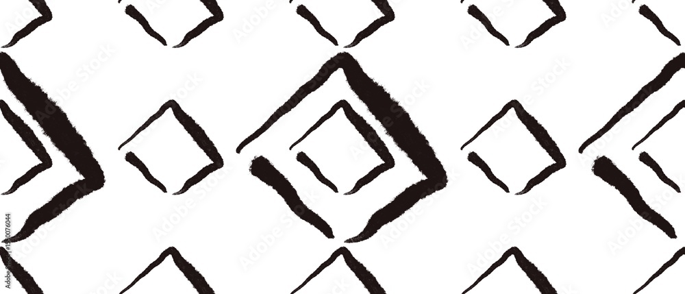 Seamless abstract geometric pattern with rhombuses, lines. Black, white colors. Illustration. Design for textile fabrics, wrapping paper, background, wallpaper, cover. Seamless abstract geometric pattern with rhombuses, lines. Black, white colors. Illustration. Design for textile fabrics, wrapping paper, background, wallpaper, cover.