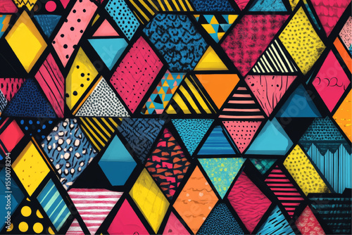 Geometric Abstract Composition with Colorful Triangles