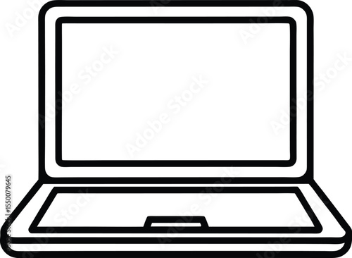 laptop icon line art vector illustration on transparent background	
