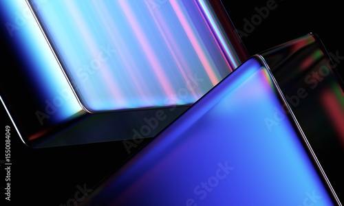 Fototapeta Naklejka Na Ścianę i Meble -  Abstract geometric blocks on a dark background, 3d render