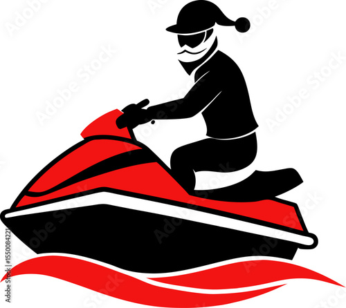 "Santa riding jet ski silhouette"