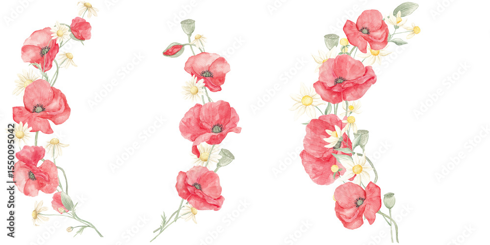 custom made wallpaper toronto digitalWatercolor painted poppies. Lavender. Poppy lavender frame. Floral Border. Spring, May. Set of elements for decoration. Sublimation elements. Spring wildflowers. Icelandic poppies. Wreath of poppies.