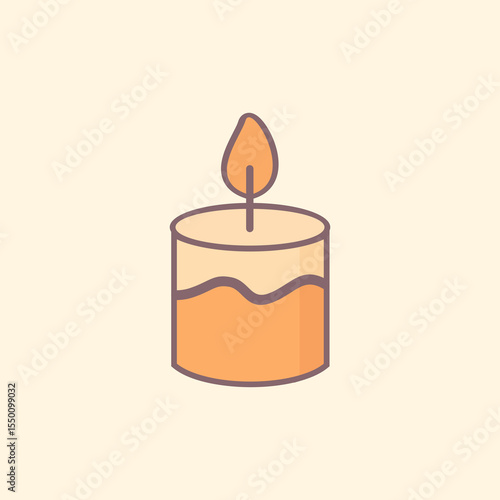 Minimalist aromatherapy candle with soft flame, perfect for relaxation, meditation, wellness spa, home ambiance, and mental health vector illustration