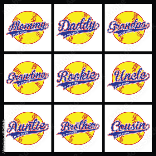 Softball Rookie Family Graphic Designs for Apparel and Accessories