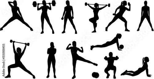 Fitness woman workout gym sport silhouette

