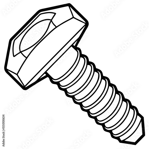 Hexagon flange screw with clean lines and straight profile  