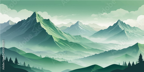 Cloud-kissed peaks at dawn unveil a serene winter mountain landscape