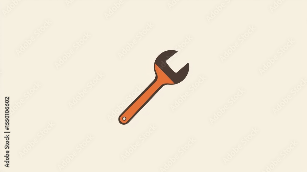 Bright orange wrench on a neutral background ideal for tool and maintenance themes Bright orange wrench on a neutral background ideal for tool and maintenance themes