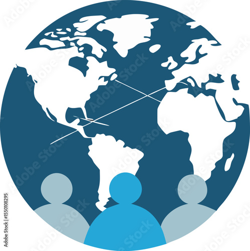Concept of globalization interconnected world map vector art design 