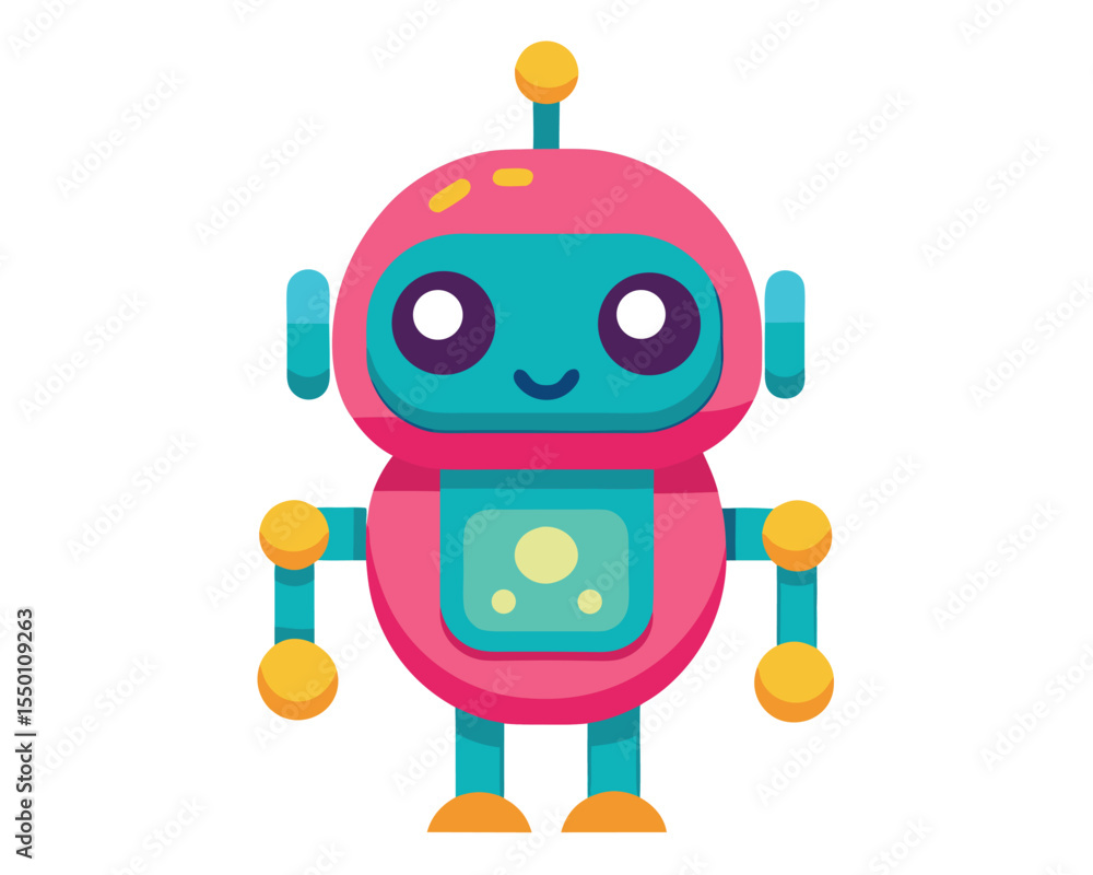 Cute 3d plastic toy robots in various vibrant color vector art design Cute 3d plastic toy robots in various vibrant color vector art design