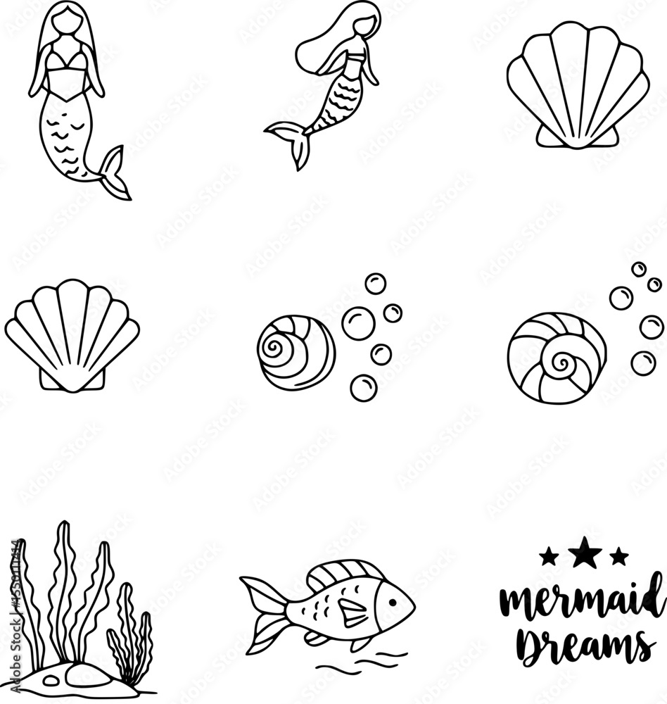 Obraz premium Summer Doodle Icons – Hand-Sketched Style Set