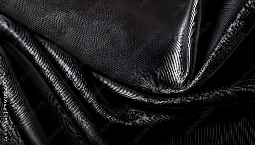 Obraz premium black textured nylon fabric background with reflective sheen for web design print materials branding mockups or digital surface pattern resources