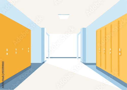 School hallway with lockers vector art design 