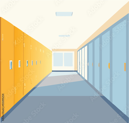 School hallway with lockers vector art design 