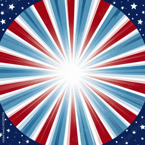 Colorful Independence Day poster design featuring stars and stripes pattern Generative AI