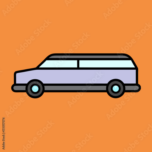 Light purple limousine side view illustration on orange background vehicle transportation