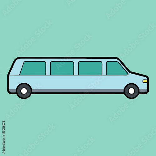 Light blue limousine side view simple illustration