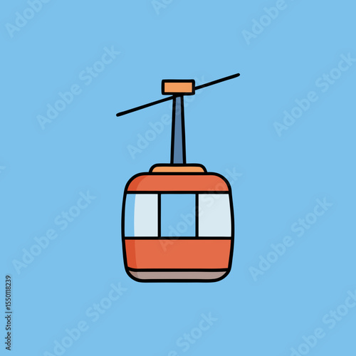 Orange cable car transportation icon mountain view