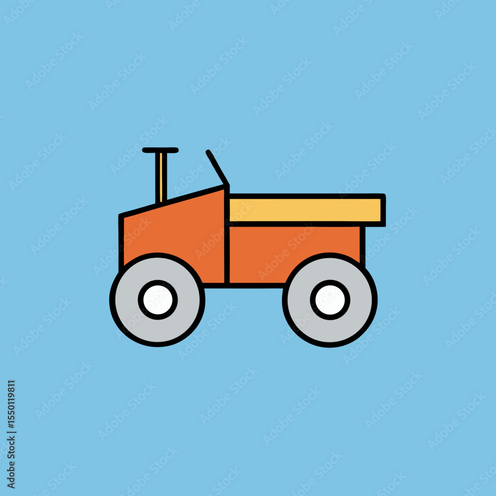 Fototapeta premium Small orange dump truck cartoon illustration