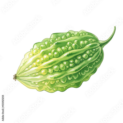 Bitter Melon Isolated on Transparent PNG Background- Watercolour Art