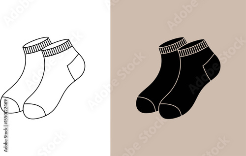 Find comfortable socks pair vector illustration for fashion and apparel design element and style guide editable stock vector