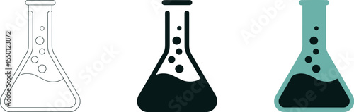 Laboratory glassware erlenmeyer flask science equipment chemistry lab test tube research and development editable stock vector