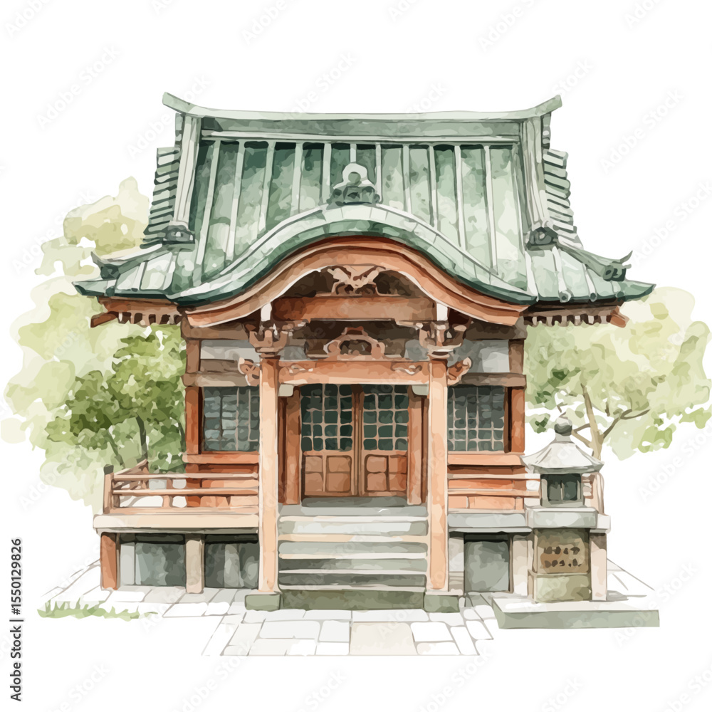 Naklejka premium Shrines, watercolor vector, isolated on a white background.