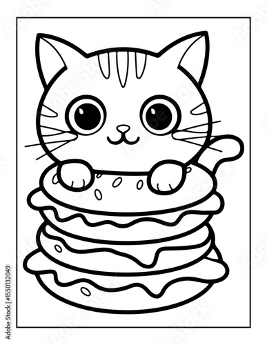 vector illustration of a cat coloring pages
