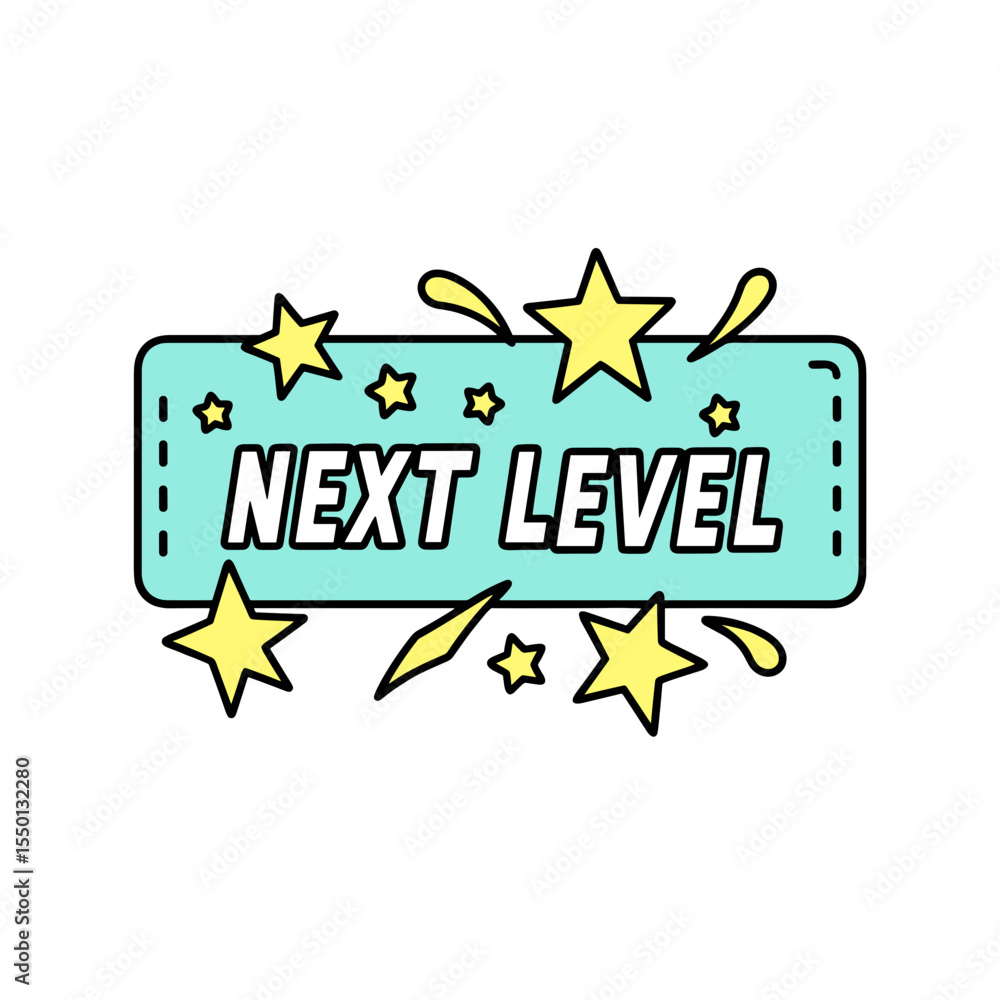 Obraz premium Next Level gaming graphic design with stars and playful elements 