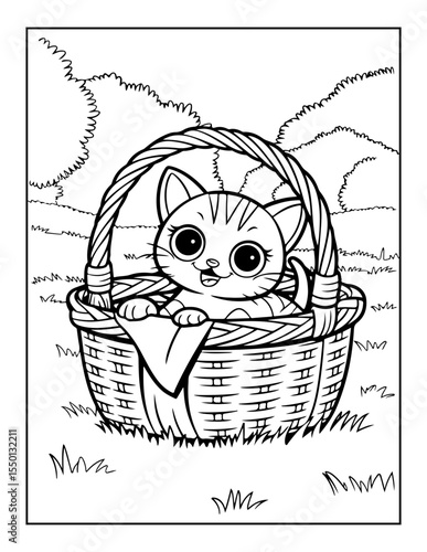 vector illustration of a cat coloring pages