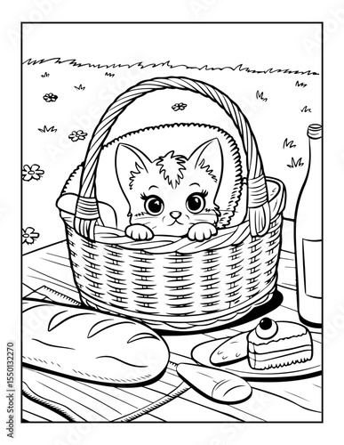 vector illustration of a cat coloring pages