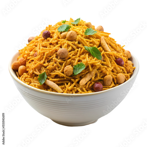A Bowl of Savory Indian Namkeen isolated on transparent bacckground