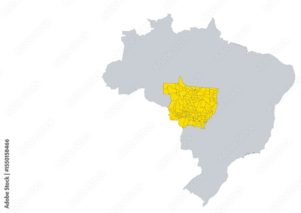 Obraz premium Mapa de los municipios del estado de Mato Grosso en Brasil