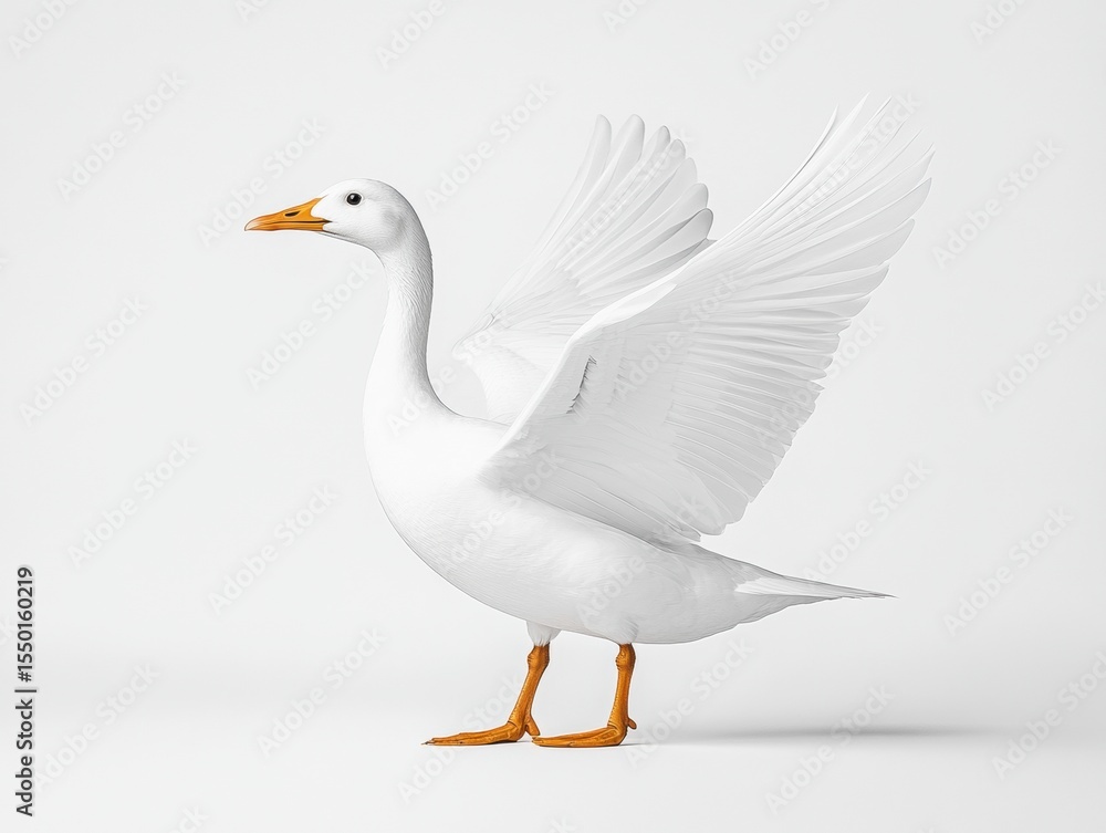 Naklejka premium White Goose in Flight Pose
