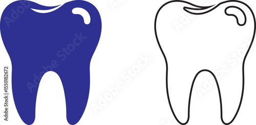 Solid Black Molar Tooth Logo In Vector Silhouette Style
