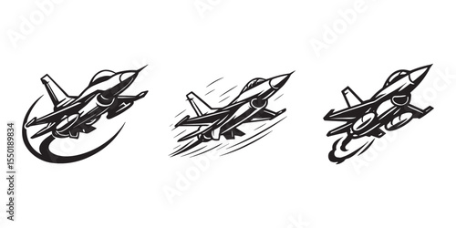  High speed warplane vector design showing aggressive fighter jet maneuver in cartoon sketch style