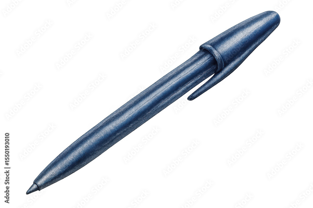 Simple blue ballpoint pen resting on a transparent background, poised for writing and drawing tasks in various settings Simple blue ballpoint pen resting on a transparent background, poised for writing and drawing tasks in various settings