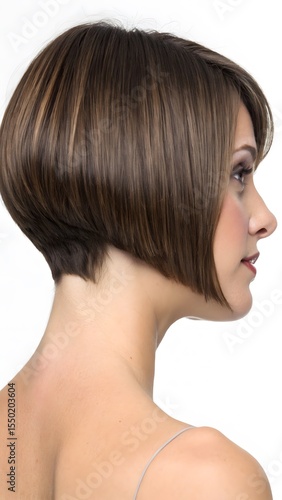 Profile View of Woman with Stylish Short Layered Haircut