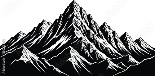 Mountains Rock silhouette vector  illustration